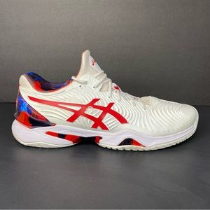 ASICS Court FF Novak L.E. Shoes 1041A202 White Red Mens Size 12